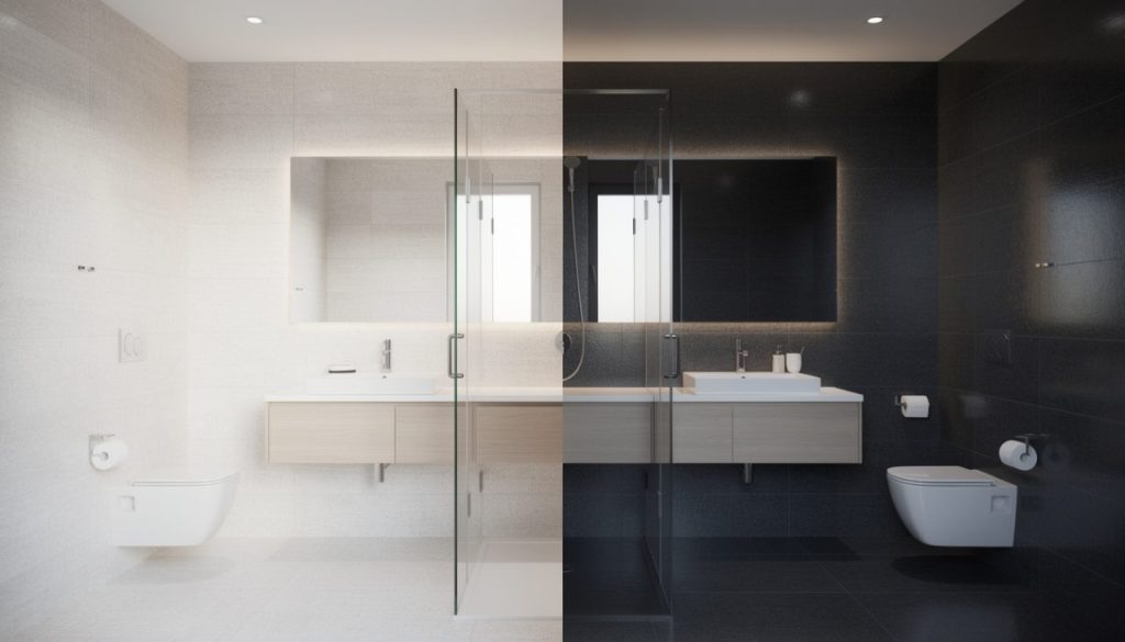 découvrez comment choisir entre un carrelage clair ou foncé pour votre salle de bain afin d'agrandir visuellement l'espace et créer une ambiance harmonieuse et lumineuse.