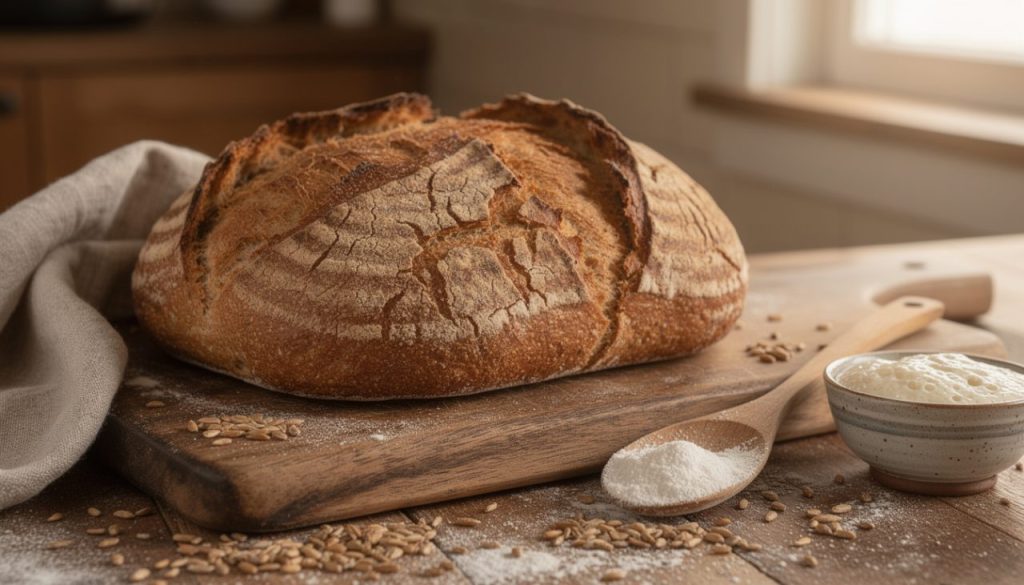 découvrez notre recette maison facile pour un pain complet croustillant au levain naturel, parfait pour un goûter sain et gourmand.